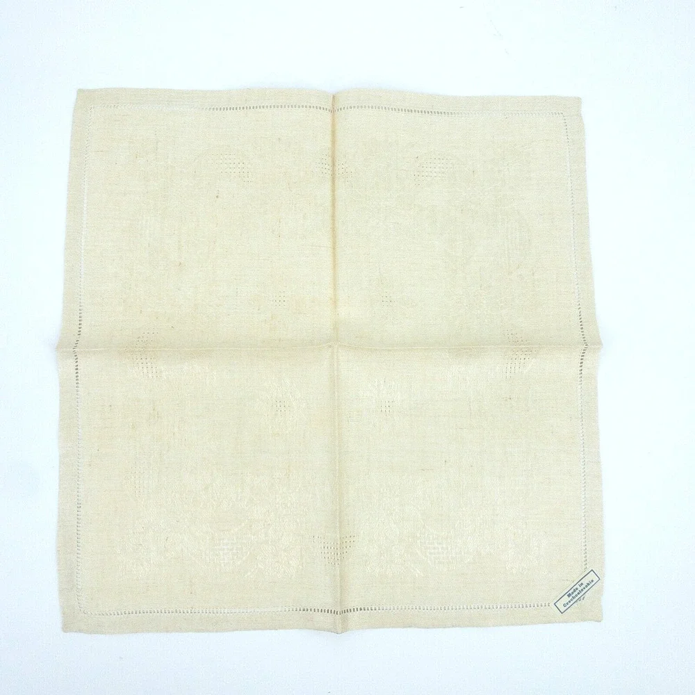 Vintage Linen Napkin Set 11 Beige European 1950s Table Decor